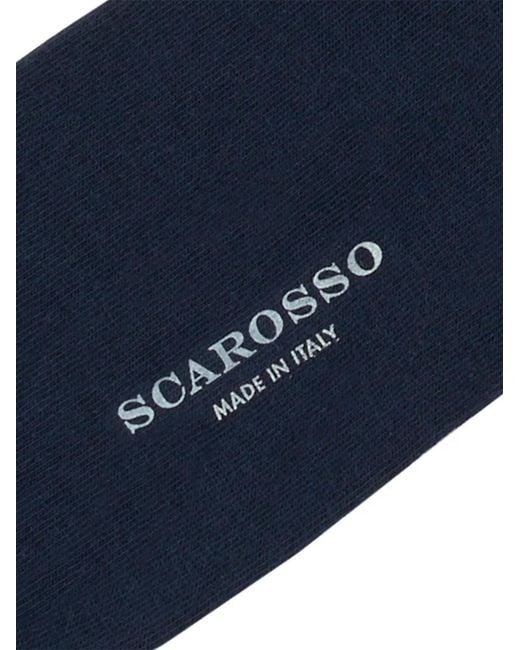 Scarosso Blue Ribbed-Trim Socks for men