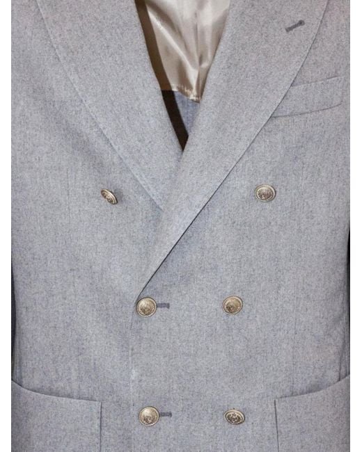 Eleventy Gray Peak-Lapel Double-Breasted Jacket for men