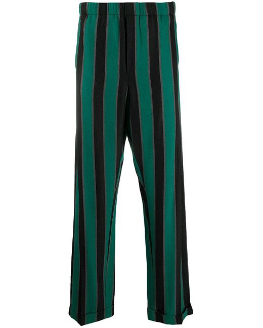Wales Bonner Green Striped Wide-leg Trousers for men
