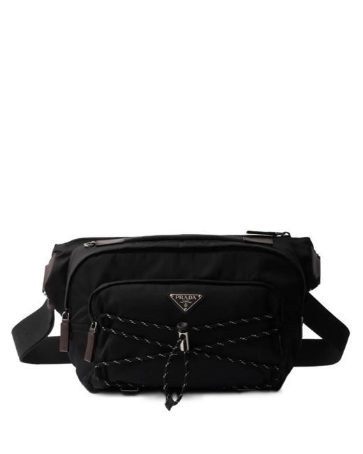 Prada Black Adjustable Nylon Tape Shoulder Bag for men