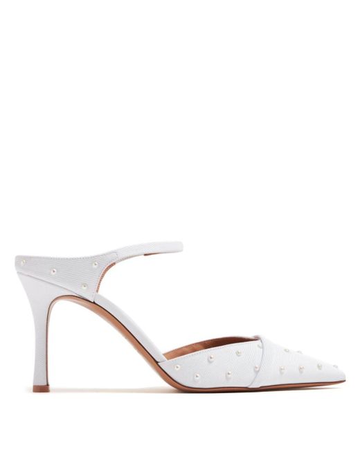 Malone Souliers White Uma 80mm Faux Pearl-embellished Mules