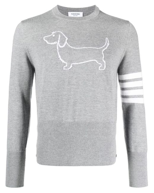 Thom Browne Gray 4-Bar Stripe Wool Jumper for men
