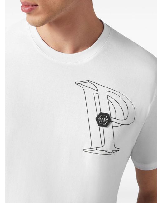 Philipp Plein White Wire Frame Cotton T-shirt for men