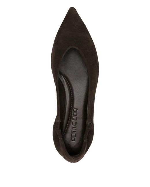 Pomme D ́Or Black Pointed-Toe Suede Ballet Flats