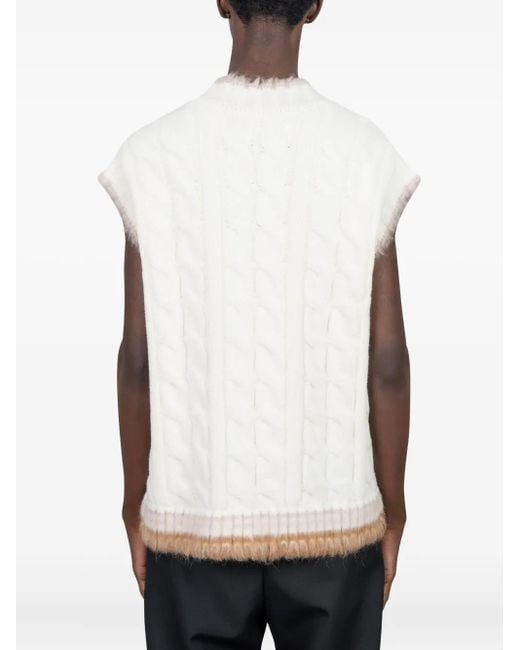 Lacoste White Wool Cable-Knit Sweater for men