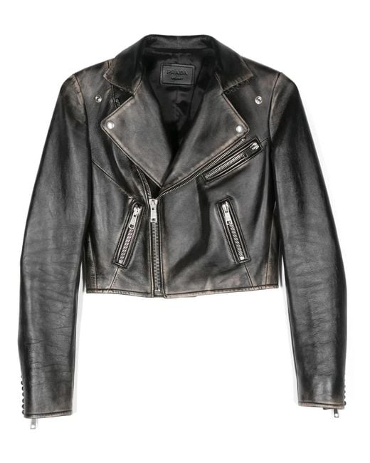 Prada Black Leather Biker Jacket