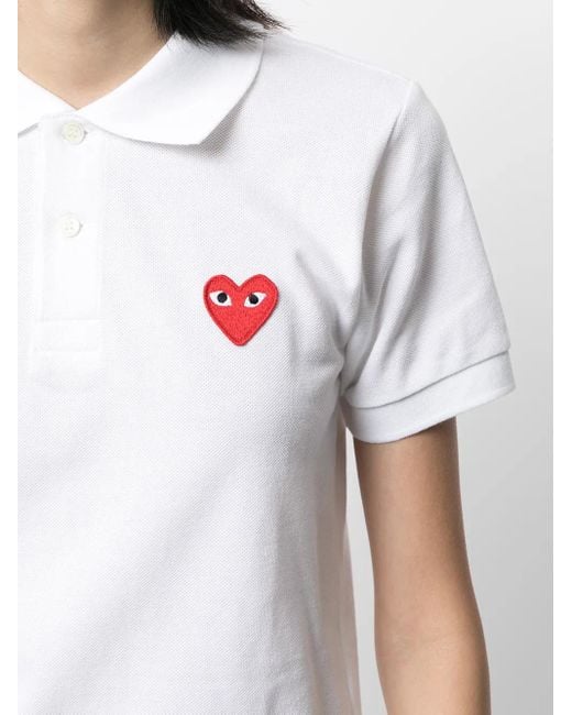 COMME DES GARÇONS PLAY White Heart Logo-Patch Polo Shirt