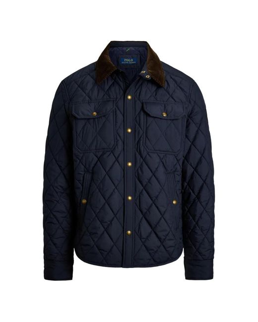 Polo Ralph Lauren Blue Corduroy-Collar Quilted Jacket for men