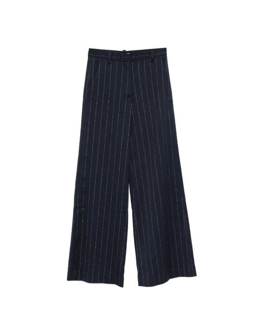 Maje Blue Pinstripe-Pattern Palazzo Pants