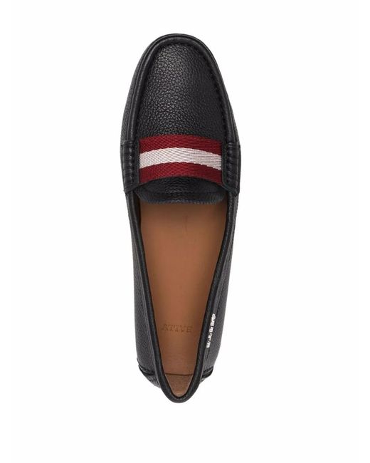 Bally Black Striped Slip-On Loafers