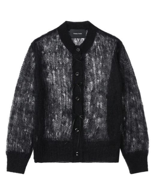 Simone Rocha Black Cardigan mit Lochstrickmuster