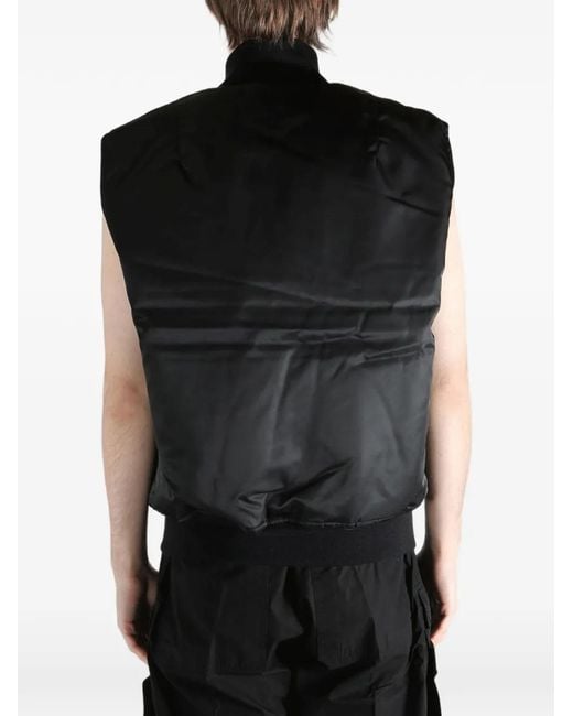 Rick Owens Black Zip Sleeveless Jacket for men