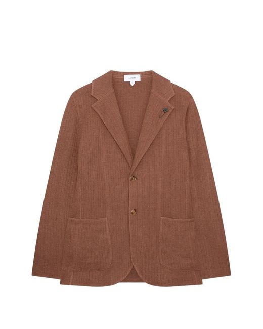 Lardini Brown Single-Breasted Ribbed Blazer for men