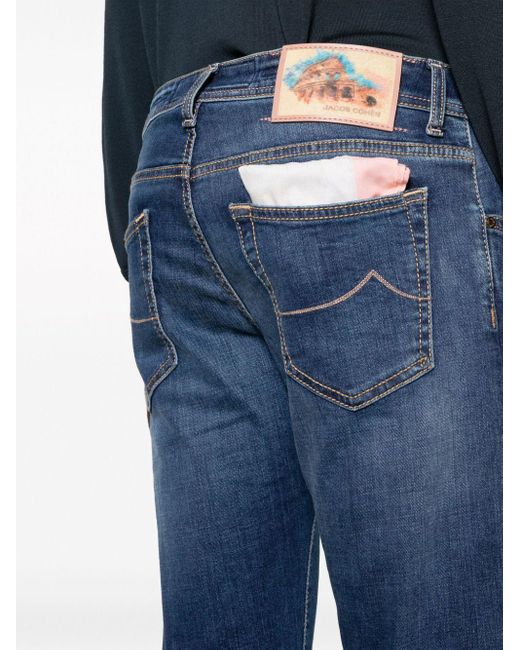 Jacob Cohen Blue Nick Logo-patch Slim-fit Jeans for men