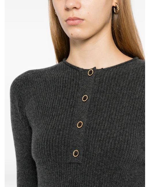 Uma Wang Black Ribbed-Knit Button-Up Jumper