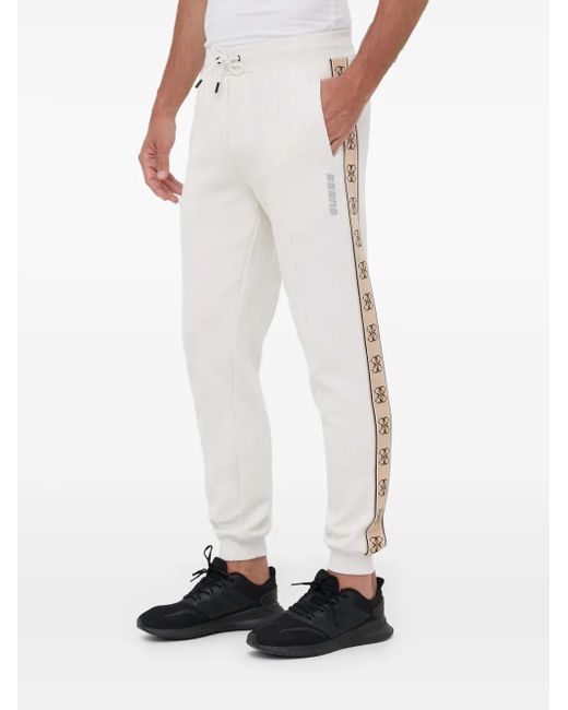 Guess White Logo-Tape Track Pants for men