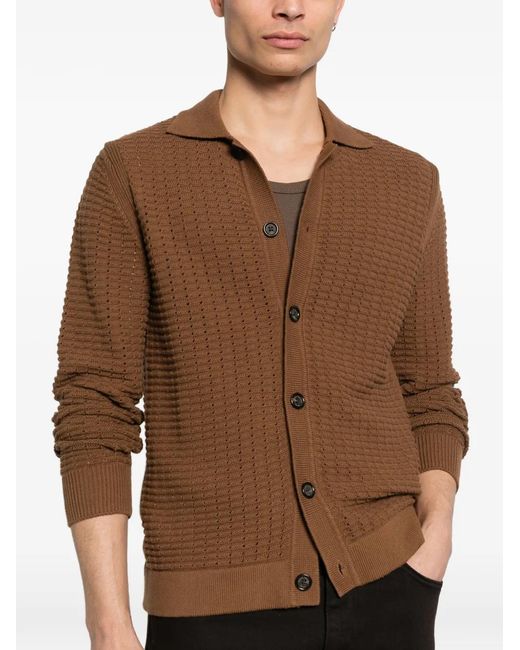 Paolo Pecora Brown Button Knitted Cardigan for men