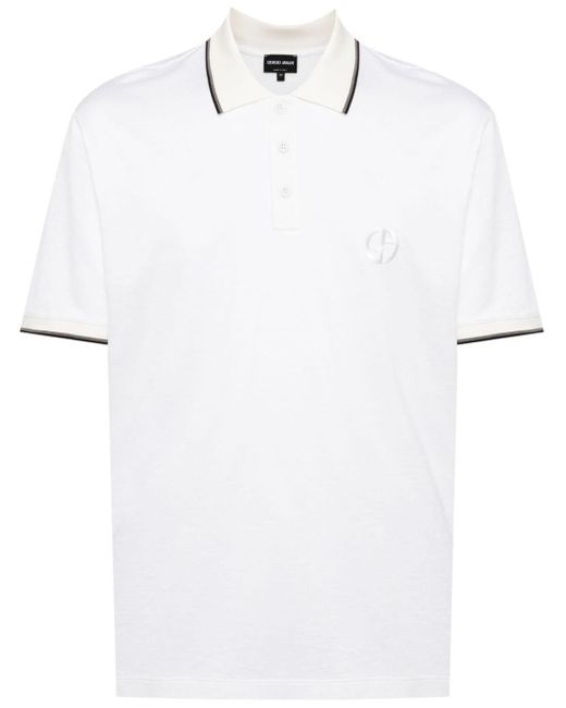 Giorgio Armani Poloshirt Met Geborduurd Logo in het White voor heren
