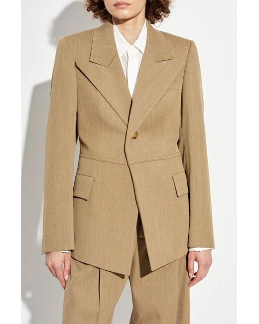 Burberry Natural Wool Twill Peak Lapel Blazer