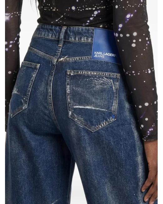Karl Lagerfeld Blue Coated Cargo Pants