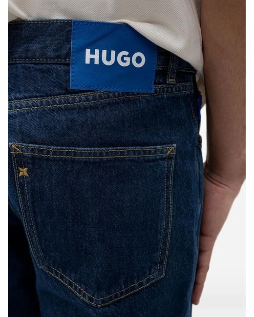 HUGO Blue Jonah Logo-Patch Straight-Leg Jeans for men