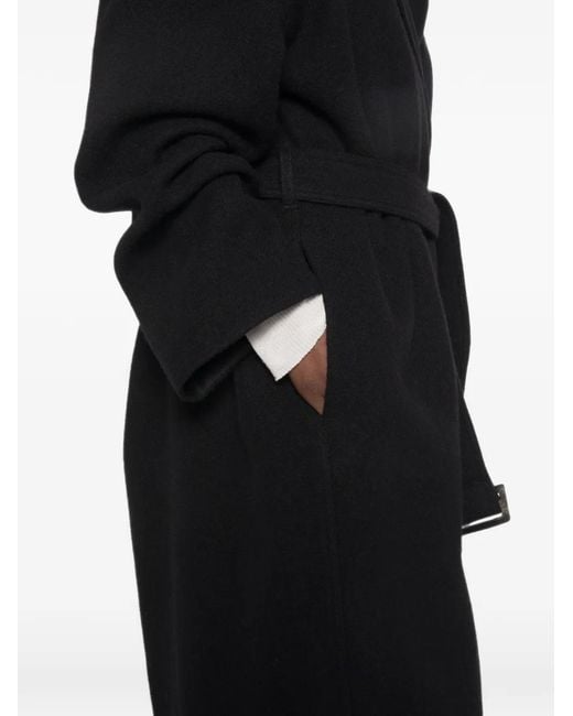 Rick Owens Black Belted Hooded Coat