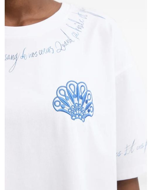 Twinset White Embroidered Shell-Patch T-Shirt