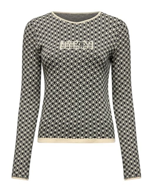 MM6 by Maison Margiela Gray Intarsia-Knit Long-Sleeve T-Shirt