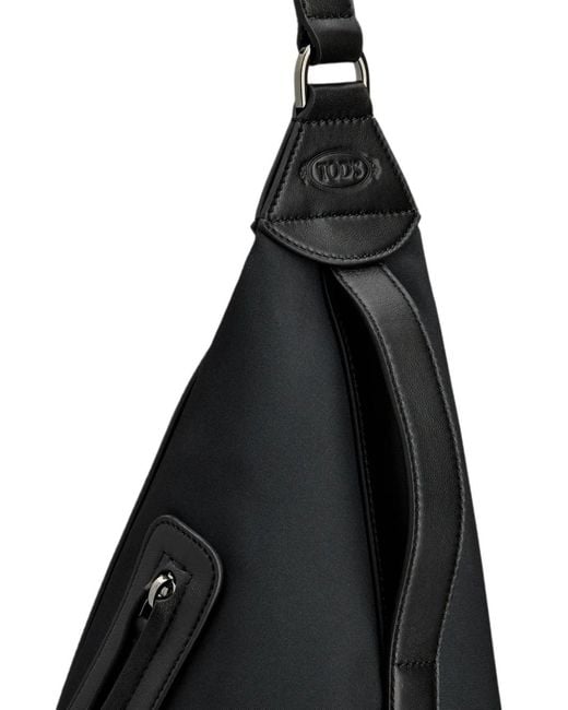 Tod's Black Leather-Trim Triangular Backpack for men