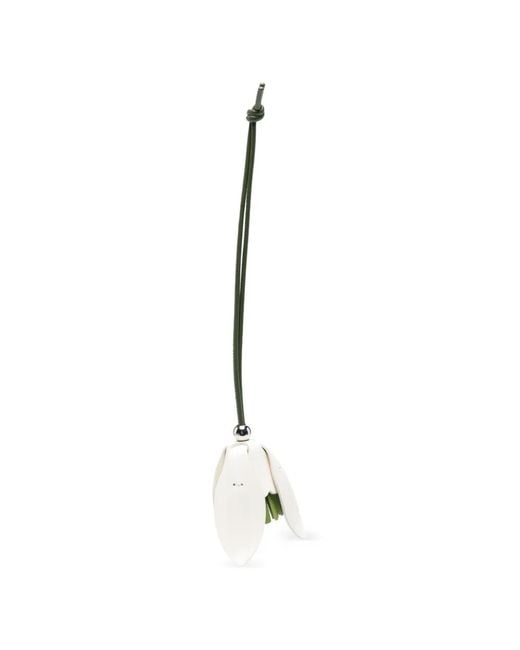 J.W. Anderson White Flower-Pendant Leather Keyring