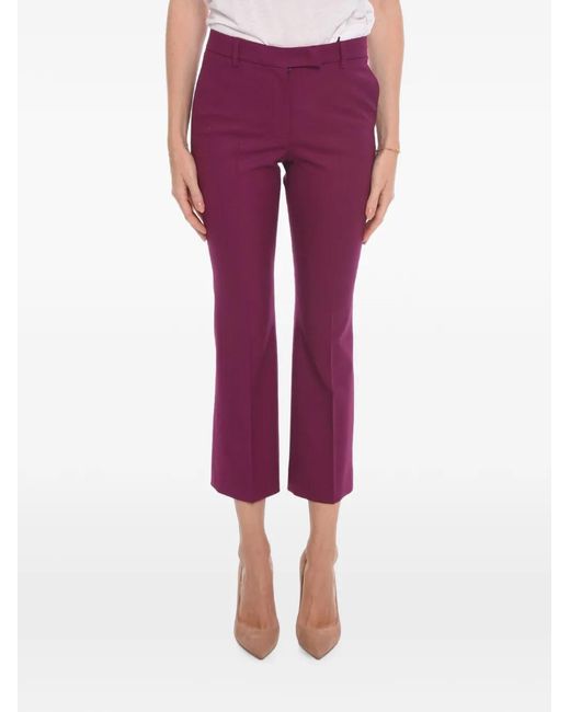 Ql2 Purple Single-Pleat Cropped Trousers