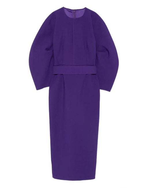 Solace London Purple The Allegra Puff-Sleeve Belted Maxi Dress