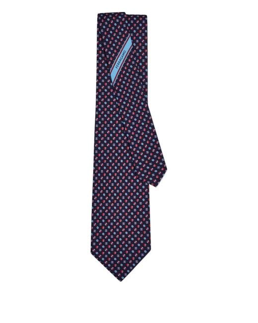 Corbata Con Estampado Deportivo Ferragamo de hombre de color Blue