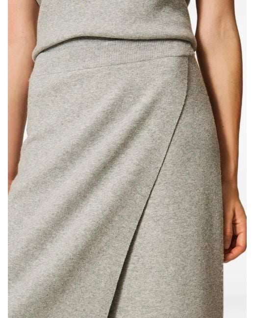 Twinset Gray Knitted Midi Skirt