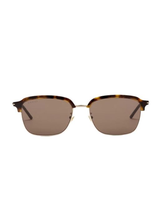 Gucci Brown Tortoiseshell Square-Frame Sunglasses