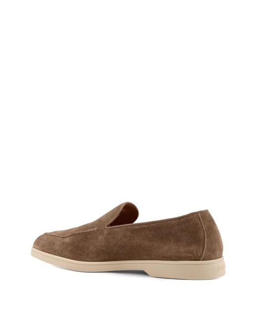 Doucal's Brown Rounded Stitching Suede Loafers for men