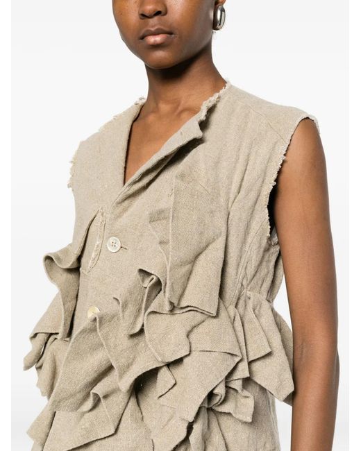 Chaqueta Sin Mangas Con Volantes Comme des Garçons de color White