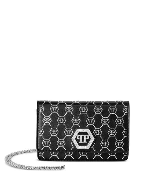 Philipp Plein Black Monogram Chain-Strap Shoulder Bag