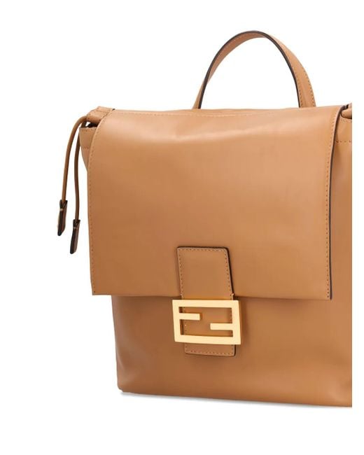 Fendi Natural Rucksack Mit Ff-Verschluss