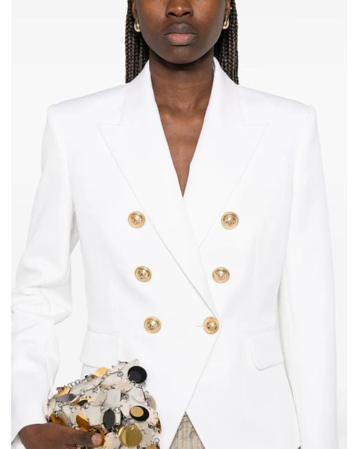 Blazer con doble botonadura Balmain de color White