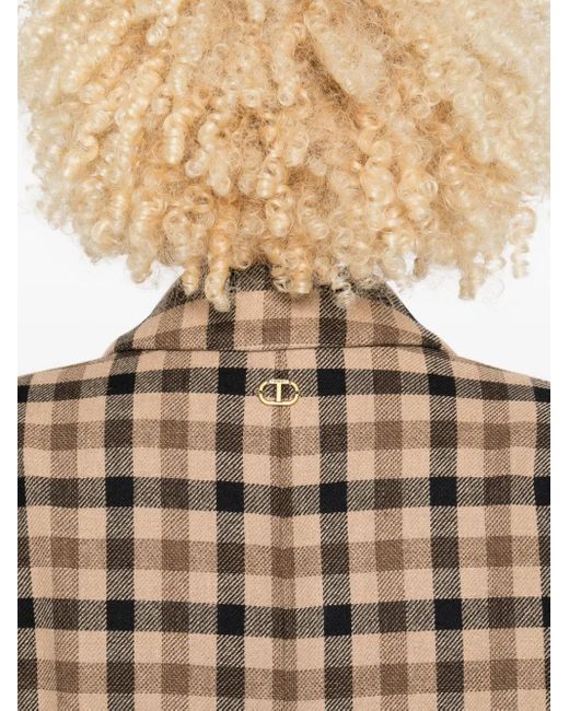 Twinset Natural Checked Single-Breasted Coat