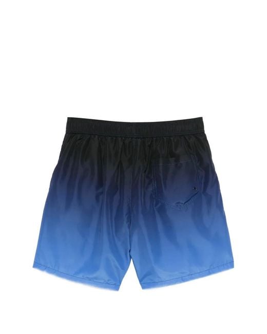 Moschino Red Gradient Print Swim Shorts With Palm Tree Design for men