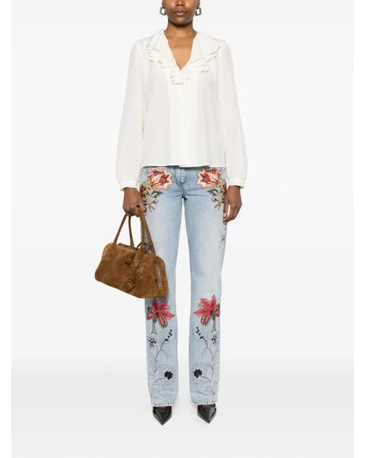 Etro White Ruffled Blouse