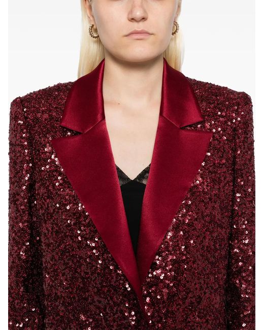 Alice + Olivia Red Devyn Sequin-Embellished Tulle Blazer