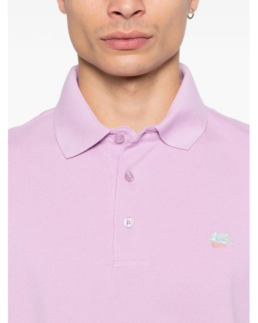Etro Pink Buttoned Polo Shirt for men