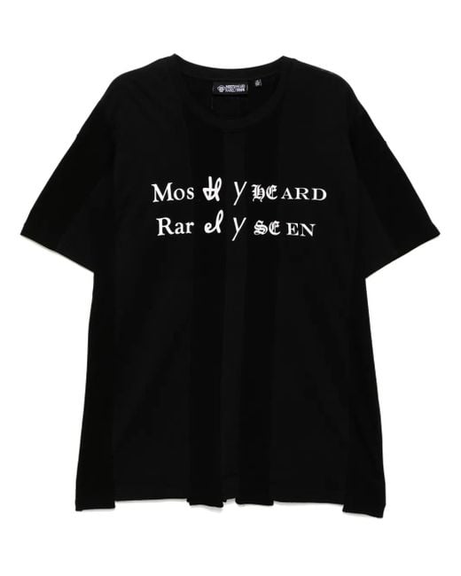 Mostly Heard Rarely Seen Black Spliced Luxury Mock T-Shirt for men