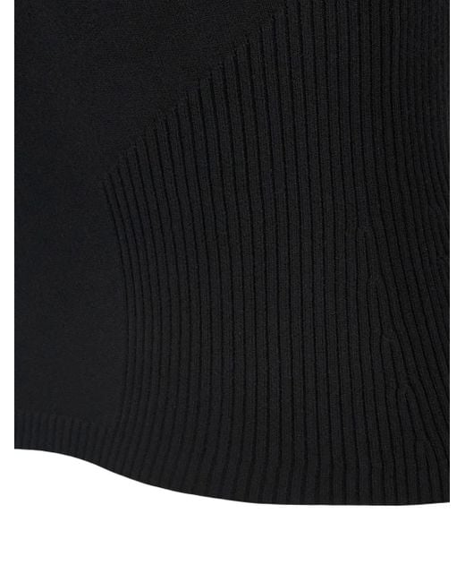 MARINE SERRE Black 'moon Jewelry Knit Open Neck' Top