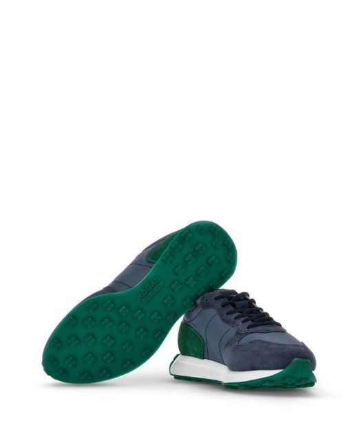 Hogan Green H601 Panelled Suede Sneakers for men