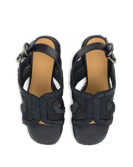 Castaner Black Embroidered Platform Sandals