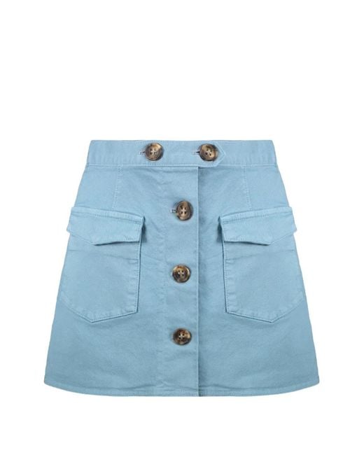 RED Valentino Blue Button-Front Cargo Mini Skort